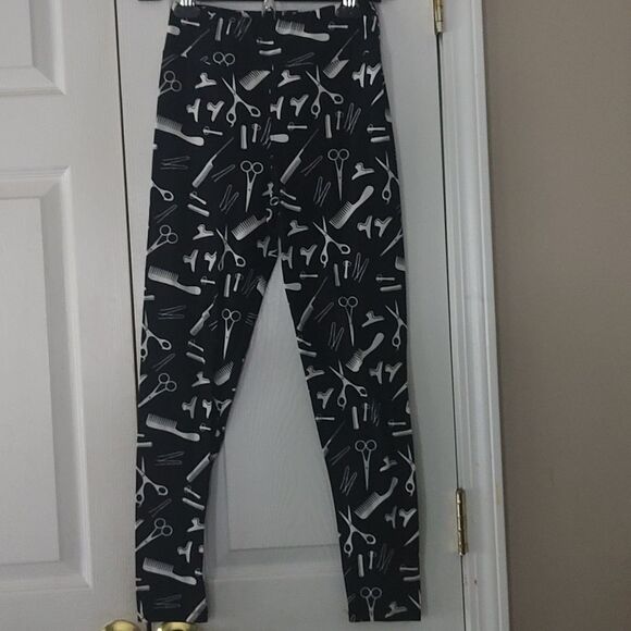 Fabulegs black leggings hairdresser, scissors combs clips Sz S - Picture 1 of 6